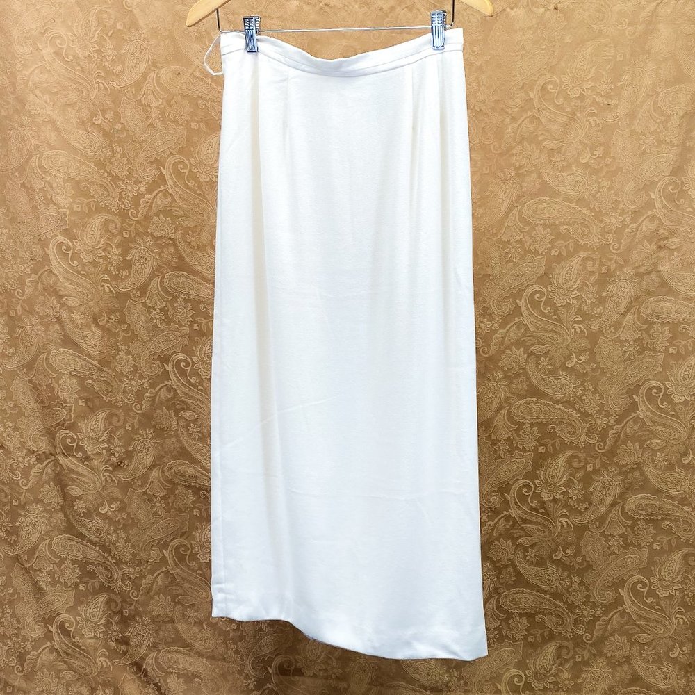 Vintage Pretty White Classic Maxi Skirt Women's Kasper Luxury Brand 10 Petite